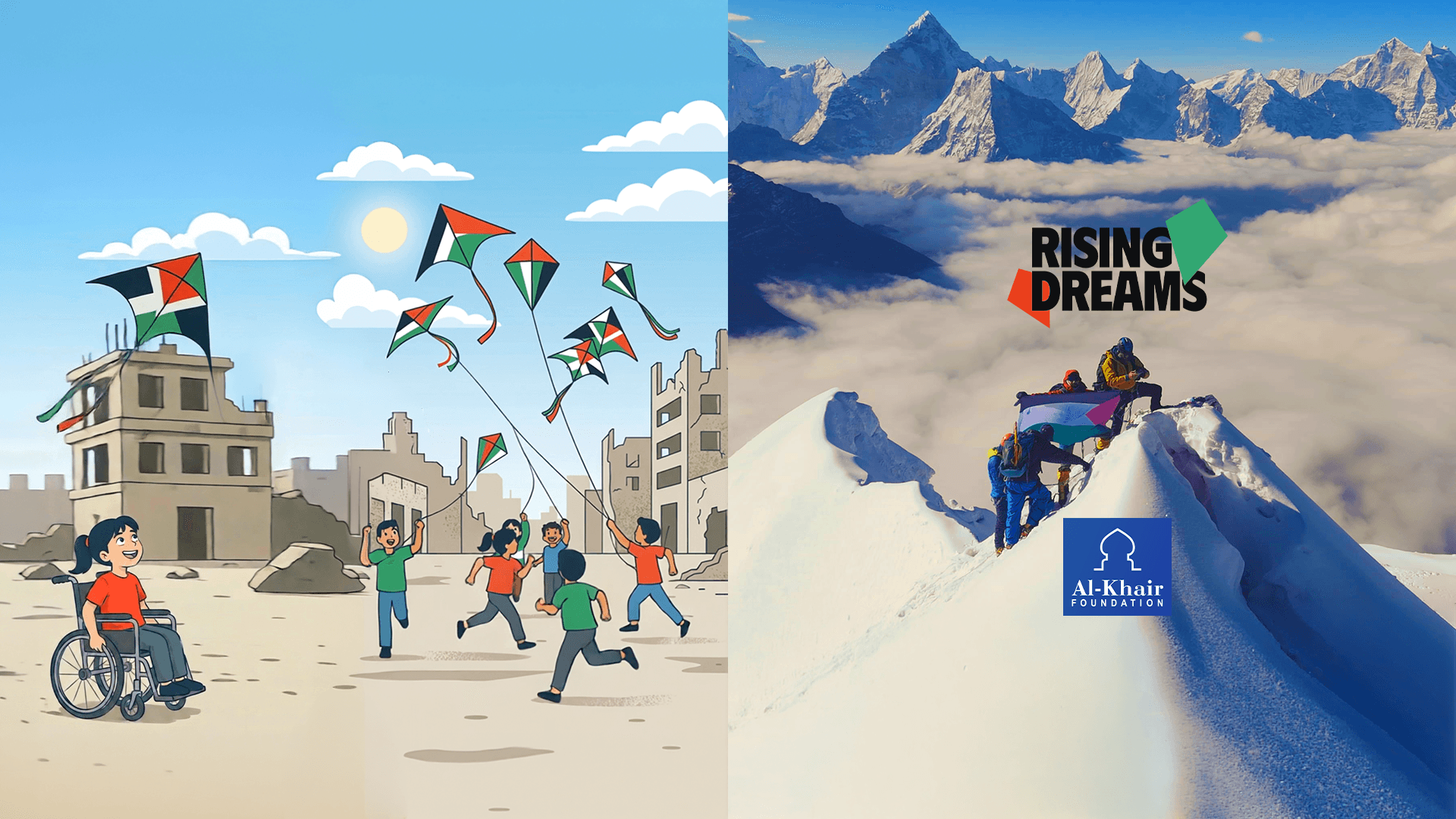 Rising Dreams Everest for Gaza campaign banner